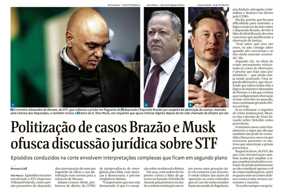 Politização de casos Brazão e Musk ofusca discussão jurídica sobre STF