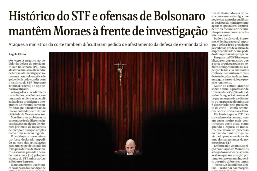 Histórico do STF e ofensas de Bolsonaro mantêm Moraes à frente de investigações