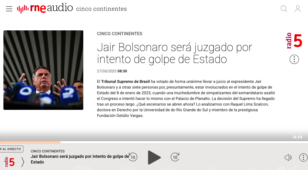 Análise sobre início do julgamento de ex-presidente Bolsonaro – Cinco Continentes (Espanha)