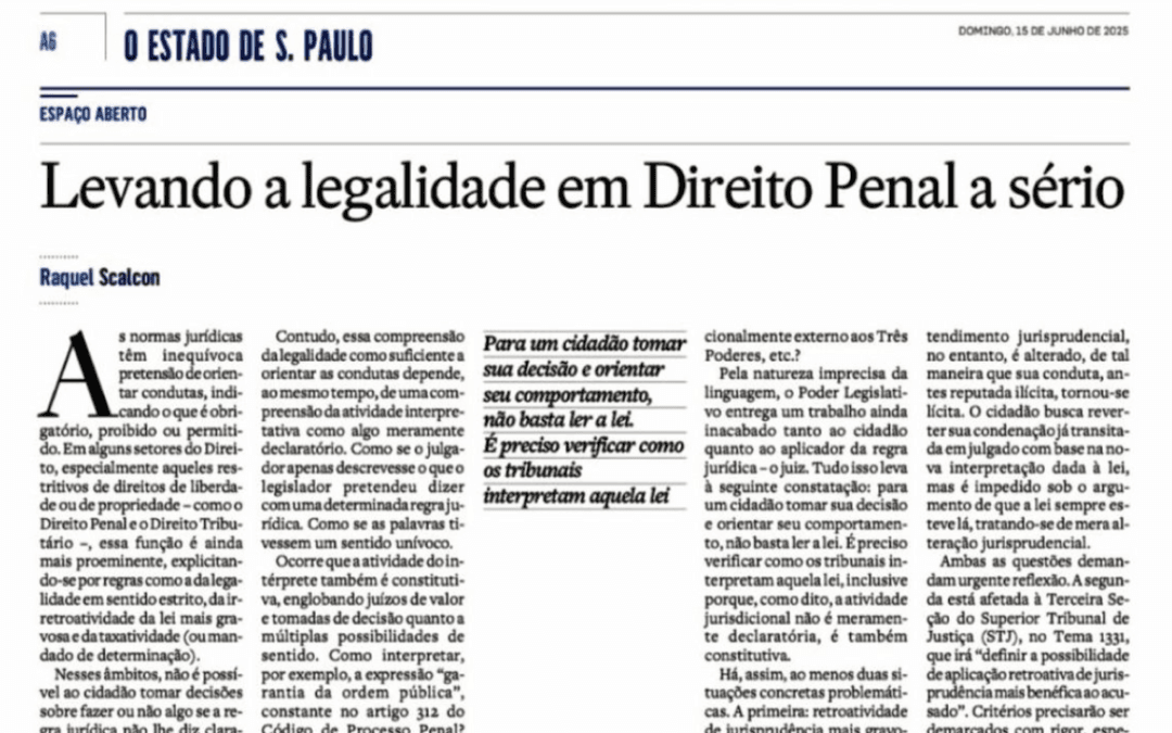 Levando a legalidade em Direito Penal a sério