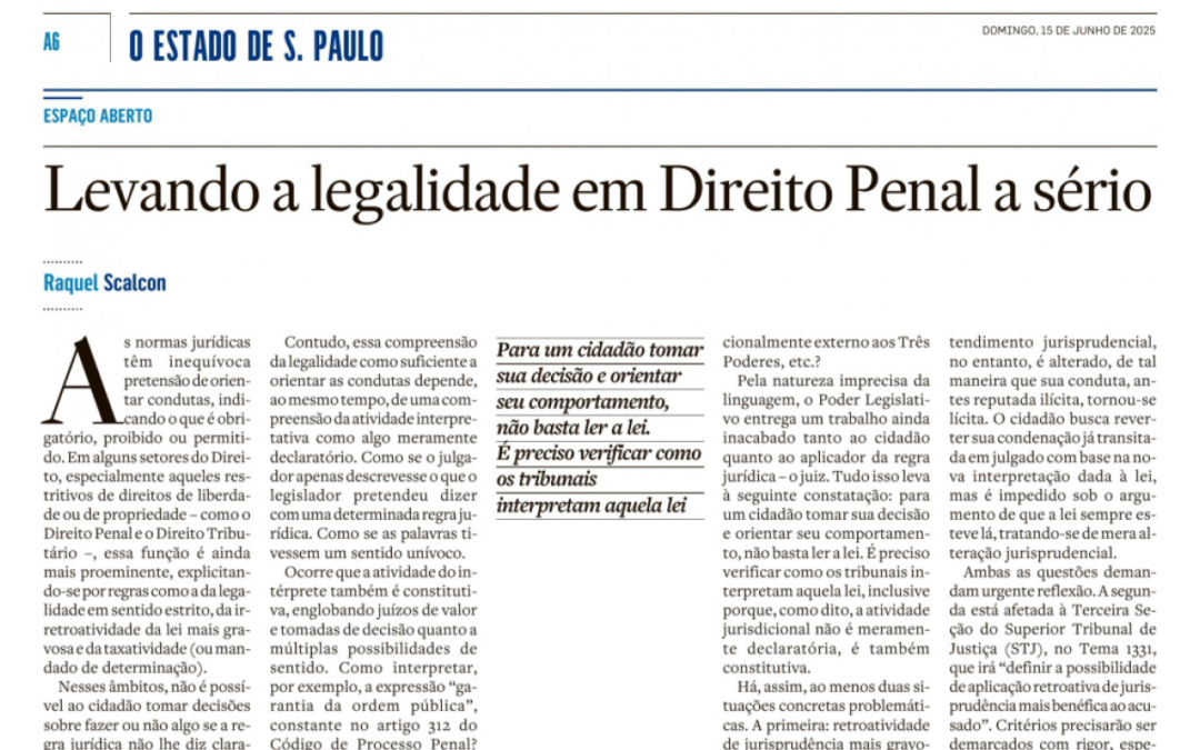 Levando a legalidade em Direito Penal a sério