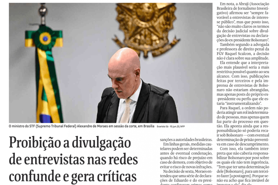Proibição a divulgação de entrevistas nas redes confunde e gera críticas